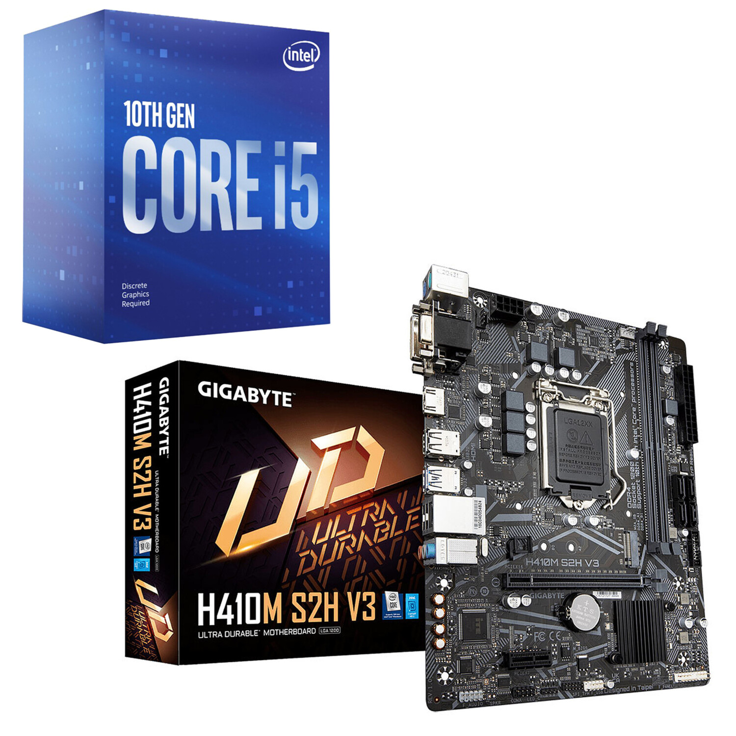 Kit Carte mère H410M S2H V3 + Processeur Intel Core i5 10400 F