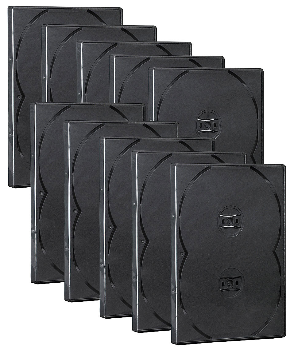 AcePlus Boitier DVD Quad pour 4 disques Noir avec plateaux intérieurs et  clip livre