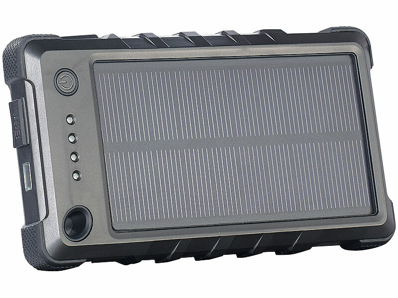 Batterie d'appoint solaire 30000 mAh avec dynamo et câbles intégrés  PB-200.k, Batteries de secours