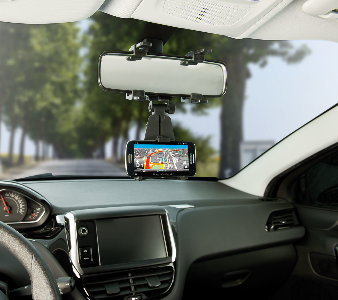 Support de téléphone portable pour voiture, miroir, Navigation