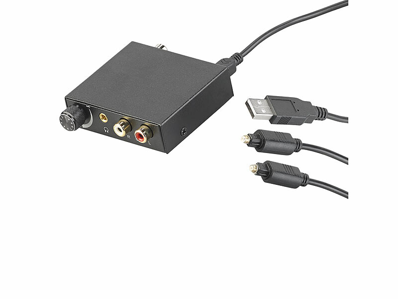 Convertisseur Audio Adaptateur Optique Toslink & Coaxial R/L Convertisseur Audio Optique numérique coaxial vers RCA analogique avec câble à Fibre Optique 