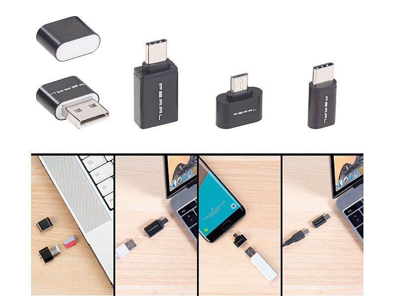 Lecteur de carte OTG C / S SD / MicroSD USB 4 en 1 adaptateur Rocketek USB 3.0 Compact 2 adaptateur micro USB vers USB Type-C en aluminium logement pour carte SD / MicroSD 