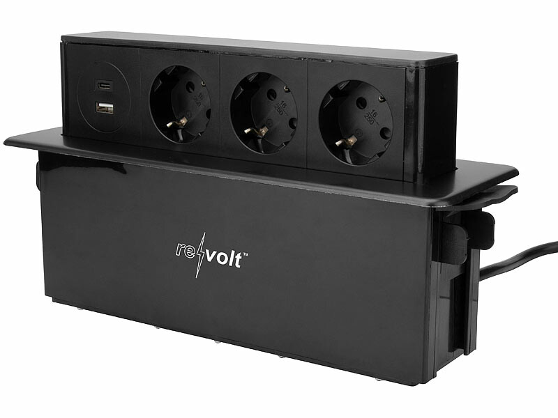 Multiprise encastrable avec 3 prises 230 V, 1 port USB et 1 port USB-C –  Argent