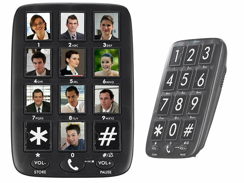 Téléphone fixe Senior sans combiné avec Grandes touches et Photos contacts, Modèles grandes touches