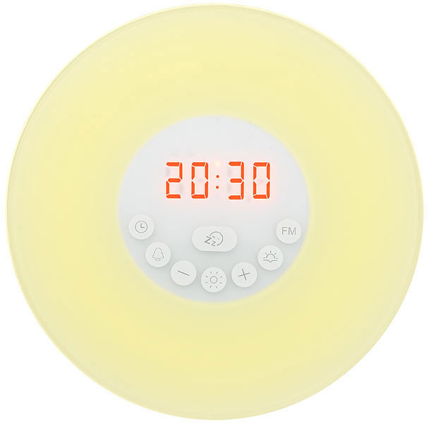 Réveil Lumineux,Eveil Lumière LED FM Radio Réveil avec Simulateur D'aube,Lampe  de Chevet avec