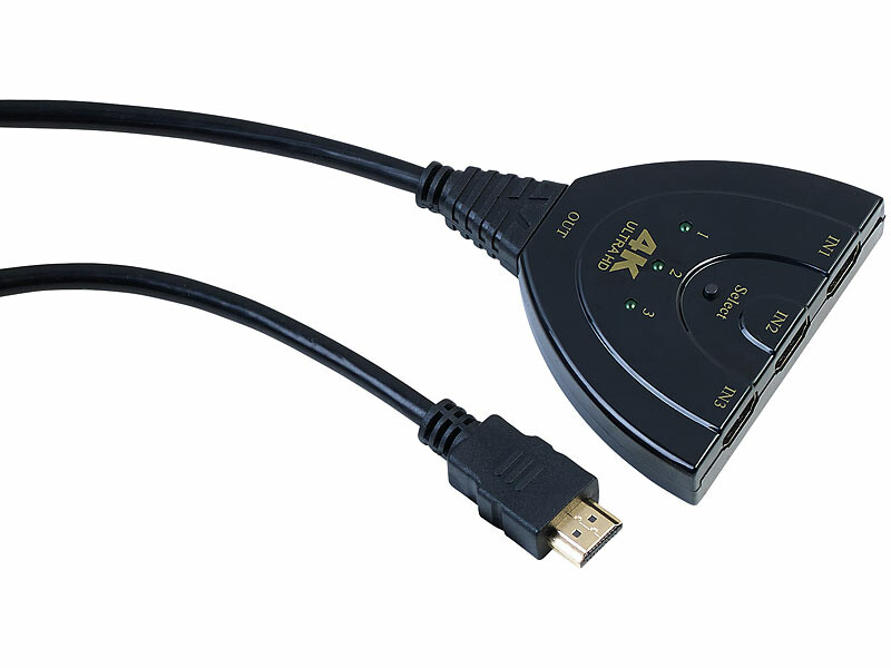 Switch automatique HDMI 2.0 à 3 ports, compatible 4K UHD et 3D, Splitter / Switch  HDMI