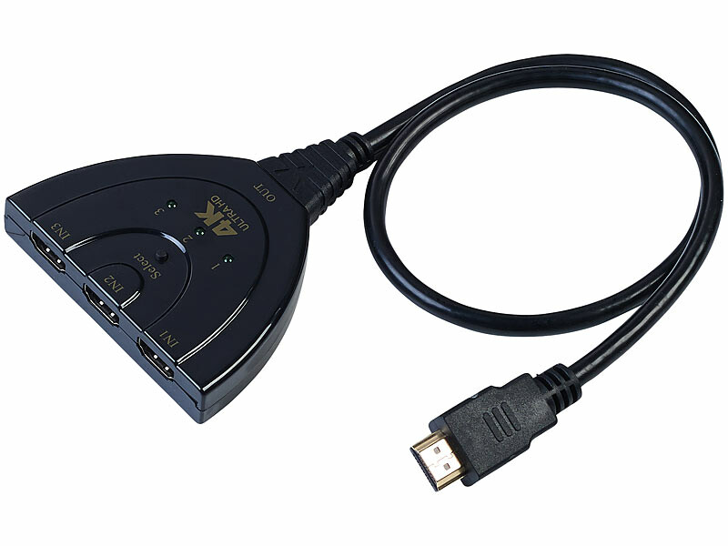Switch automatique HDMI 2.0 à 3 ports, compatible 4K UHD et 3D, Splitter / Switch  HDMI