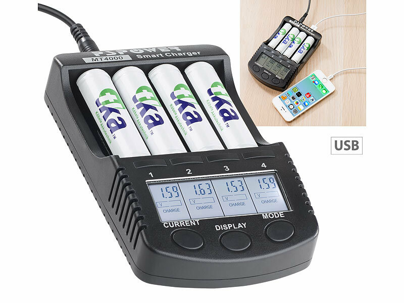 GP kit chargeur rapide + 4 piles rechargeables AA LR6 NiMH 1800 mAh -  Chargeur de batterie - Achat & prix