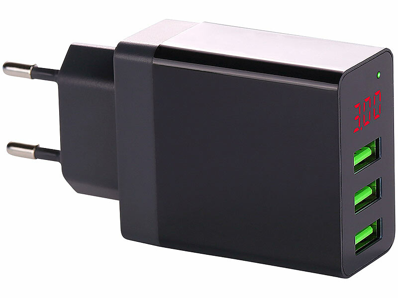 Chargeur secteur 3 ports USB noir, Chargeurs secteur / solaires