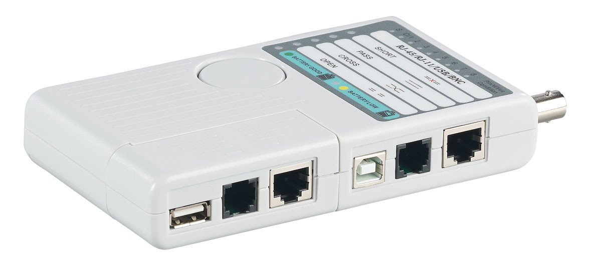 Testeur de câble Ethernet (RJ45 et BNC), téléphone et USB