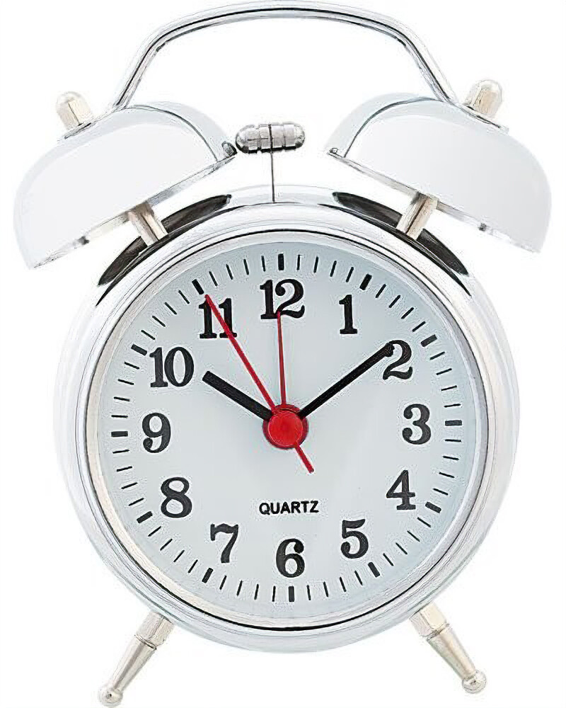 Réveil à Quartz Classique - Sonnerie Clochette, Cadran Rétroéclairé, Pile AA, Design Vintage Métallique - 4