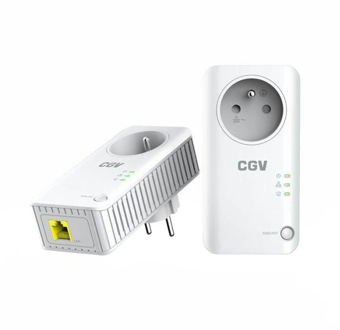 Prise CPL Duo Wi-FI 600 MB/s avec 2 Ports Fast Ethernet 100 MB/s (CPL  Wi-FI) et 1 Port Fast Ethernet 100 MB/s (CPL) et Prise gigogne - Metronic  495469