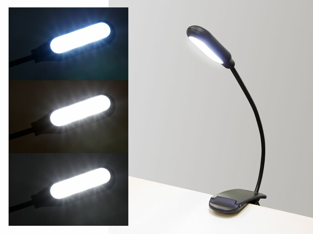 Lampe de bureau à LED, lampe de lecture à pince, lumière froide et chaude,  mode de