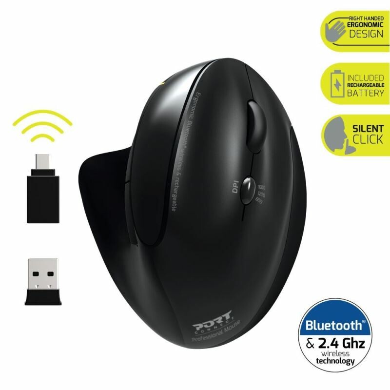 Souris sans fil 2.4GHz & Bluetooth® Rechargeable ergonomique Trackball