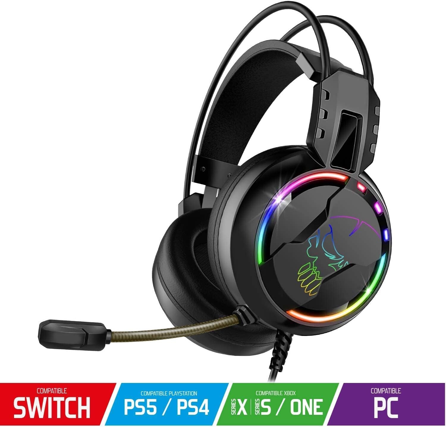 Chrono - Casque Gaming pour PS4 PC Xbox One, Casque Gamer Audio