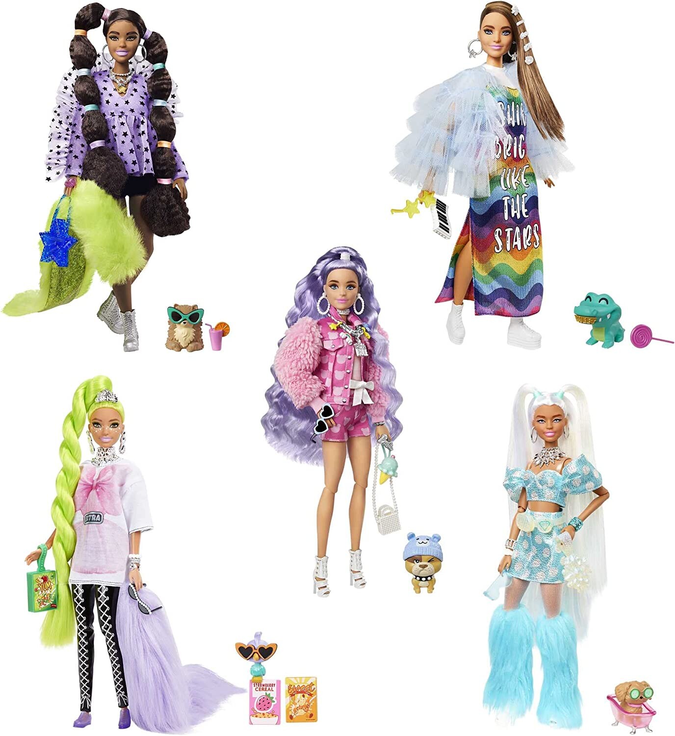 Coffret 5 poupées Barbie Extra, Barbie
