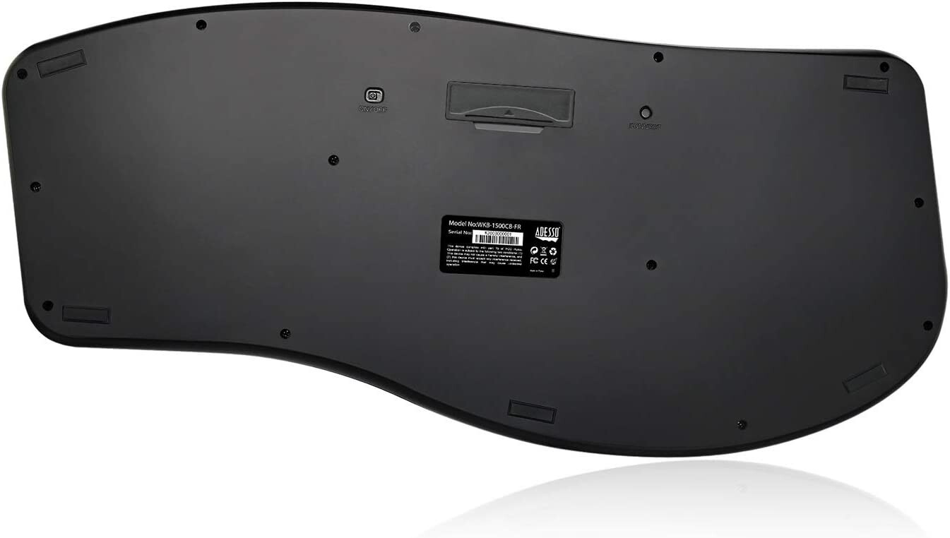Clavier ergonomique sans fil Adesso Tru-Form Media 3150 avec souris à boule  de commande, noir