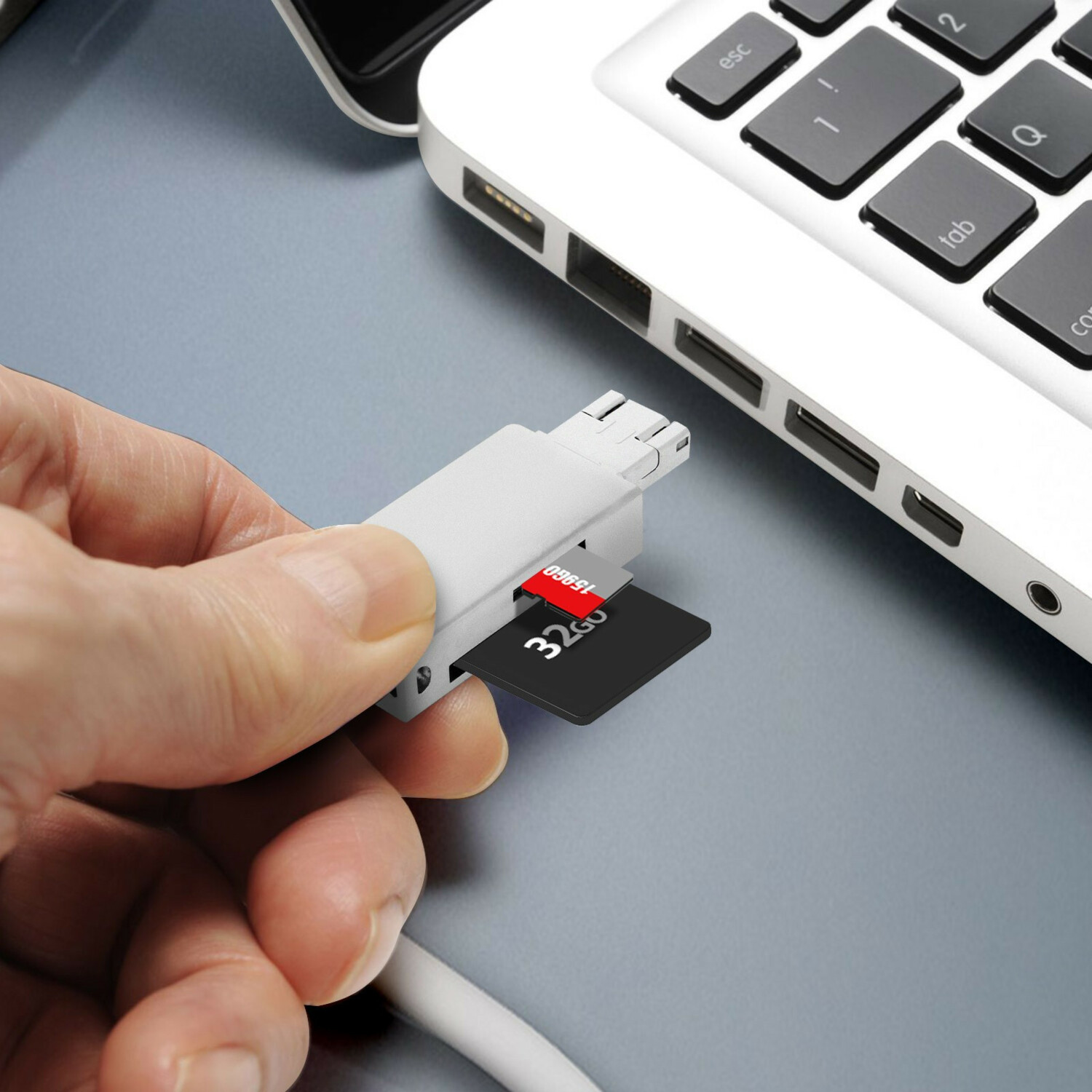 Lecteur de cartes USB/USB-C pour SD/MicroSD, USB 3.0