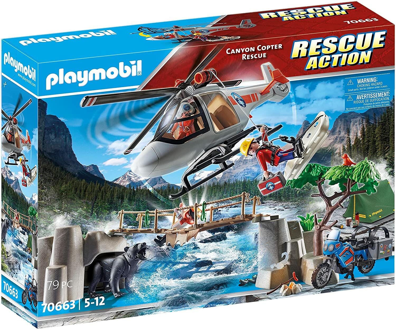 Unité de secouristes avec hélicoptère70663, Playmobil