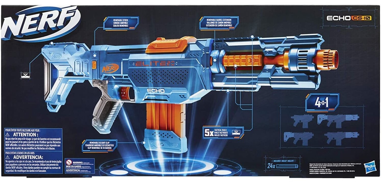 Jouet - NERF - BLASTER ECHO CS-10 - 24 Fléchettes - Tir à Pompe