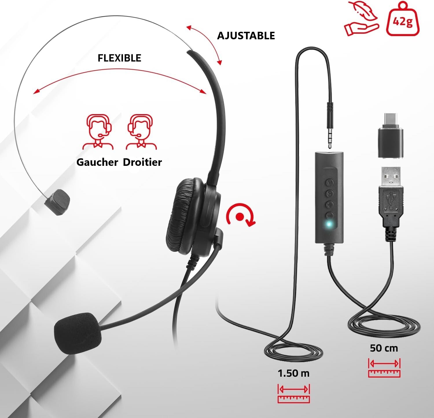 Midland MA-27M Crochet Auriculaire Monophonique Avec Fil Pour Talkie-Walkie G15/G18