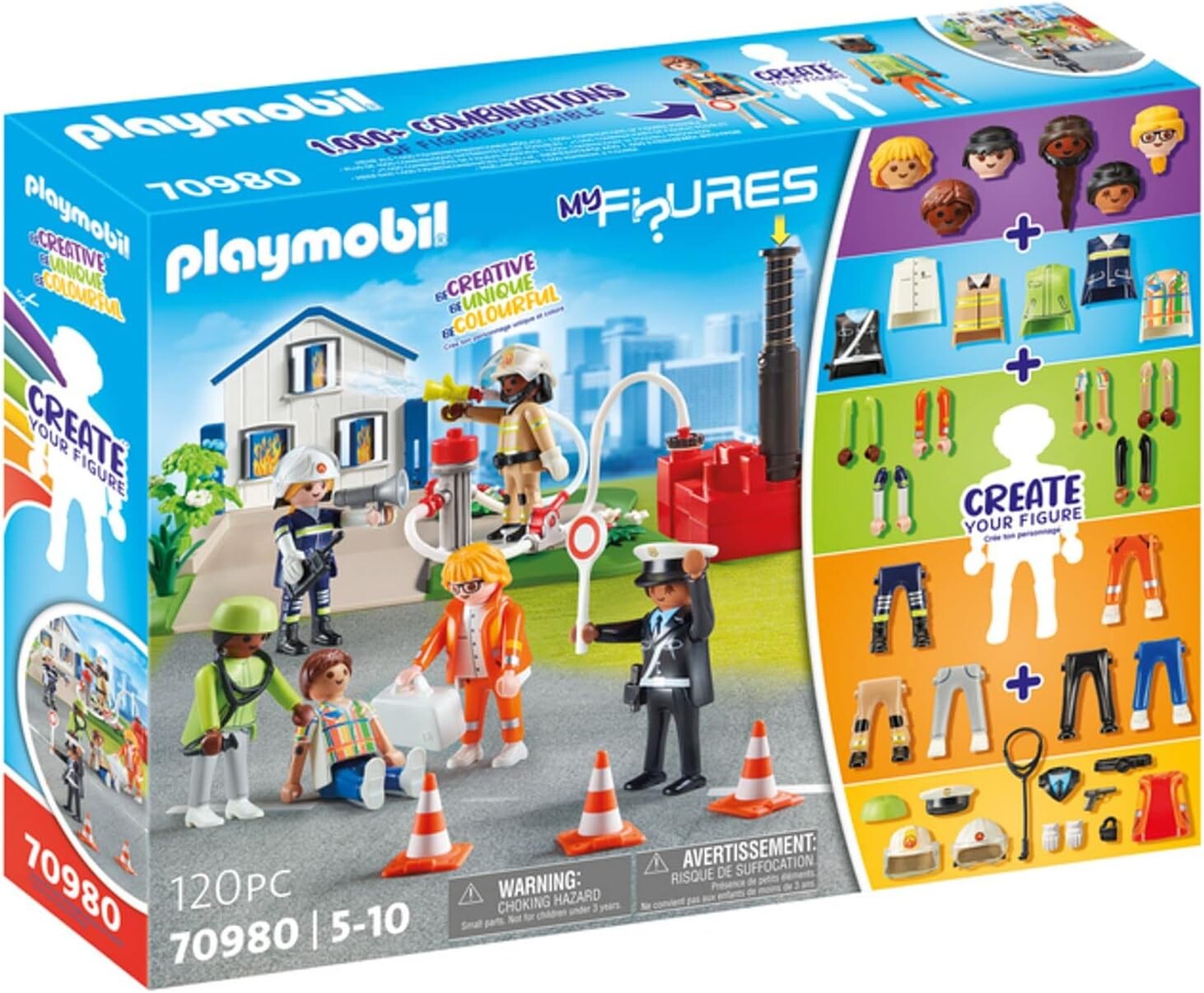 Playmobil - 70980 - My Figures: Secouristes - Figures - Combine Tes Personnages Ville & Métiers à Prix