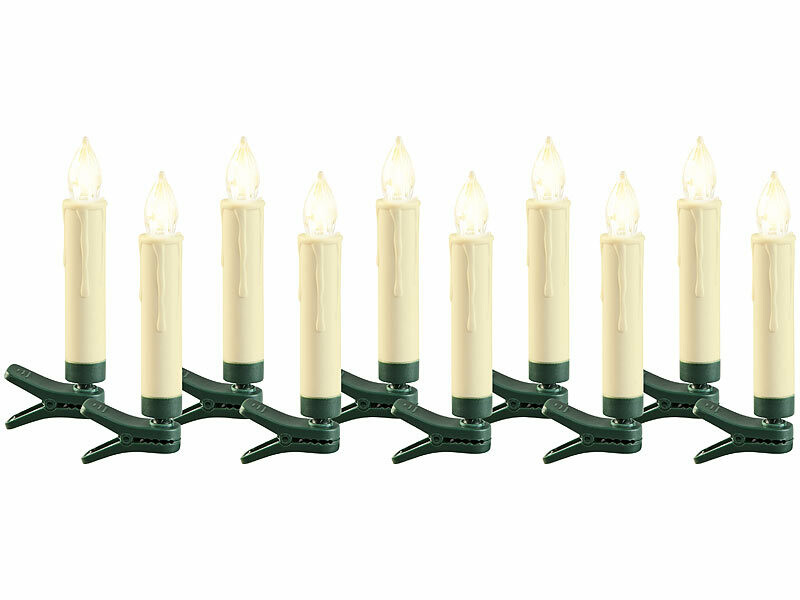 10x Bougies de Noël à LED, bougies d'arbre de Noël chaudes blanches sans  fil, avec télécommande et piles, bougies LED à intensité variable, Ip44,  pour Noël