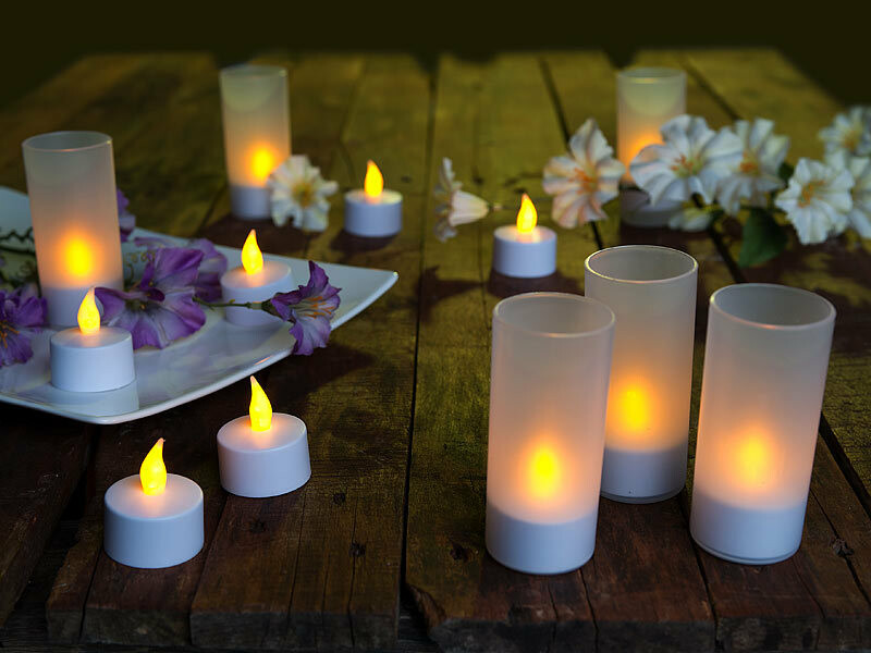 12 bougies chauffe-plat LED avec photophores et station de