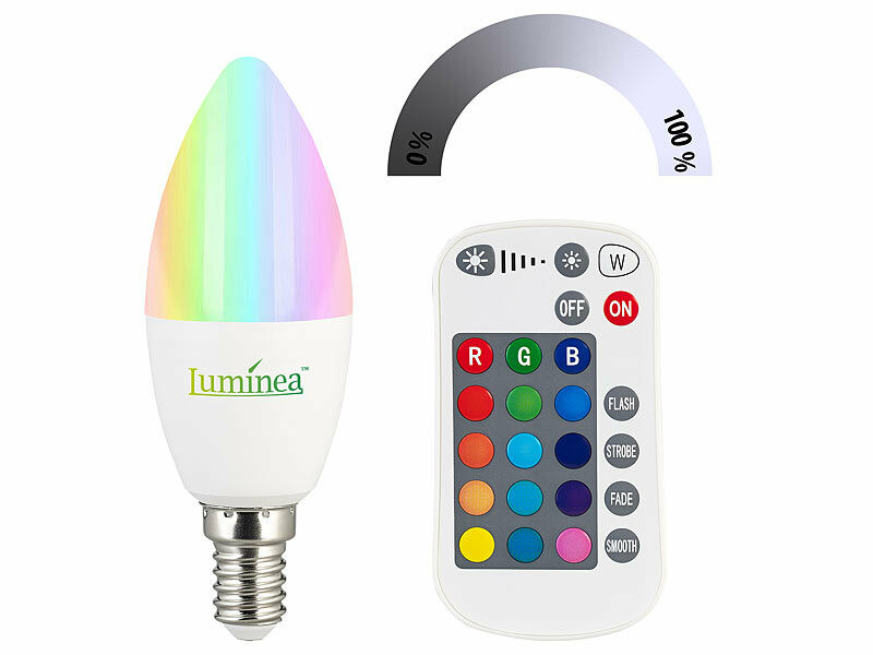 Ampoules RGB LED E14 320 lumens lampe en forme de bougie 3,5 watts  TÉLÉCOMMANDE, ETC Shop: lampes, mobilier, technologie. Tout d'une source.