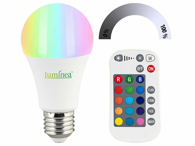 Ampoule LED E27 RVB et blanc 806 lm à intensité variable avec