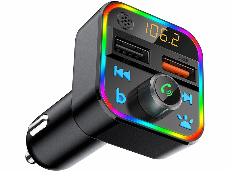 Chargeur Voiture Bluetooth 5.0 Double USB Rapide MP3 FM Micro SD AUX