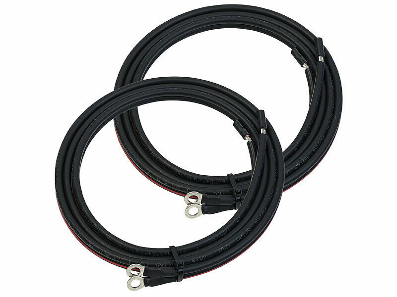 Câbles De Batterie 12V - Lot De 2 Câbles 50 Cm, Section 16 Mm² (5 AWG) - Avec Bornes à Anneau M10 - Rouge Et Noir