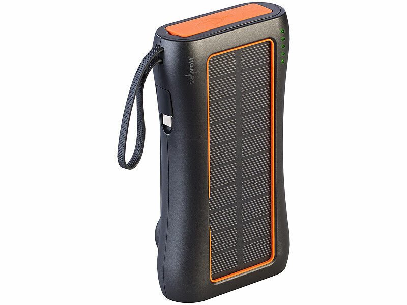Batterie Solaire Revolt 4000 MAh - 2 Ports USB, Lampe LED, Pour Smartphone, Recharge En Extérieur