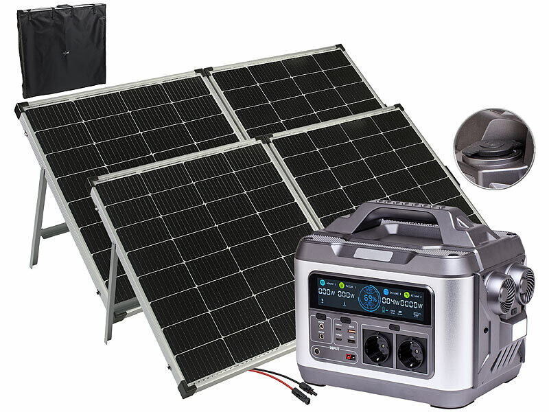 Batterie HSG-1120 avec 2 panneaux solaires et câble, Batteries nomades