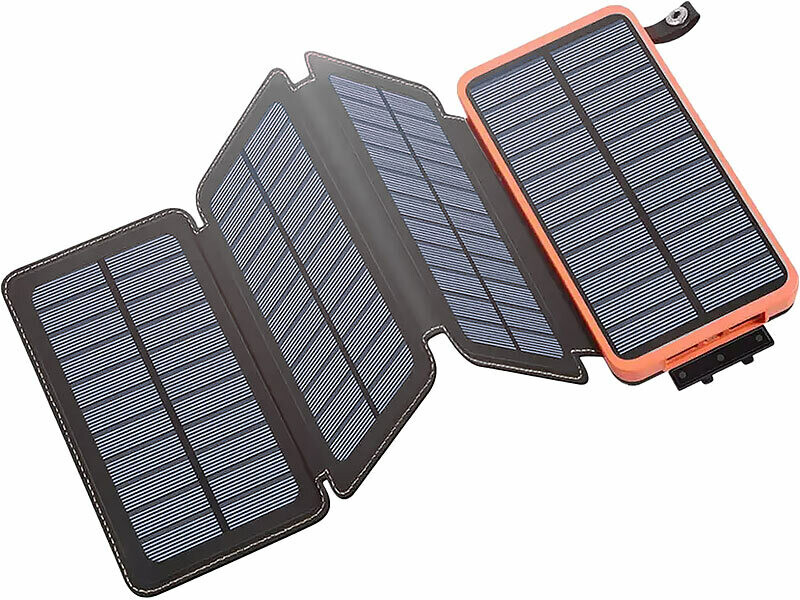 Batterie externe solaire 16.000 mAh avec panneau pliable 8 W, Batteries de  secours