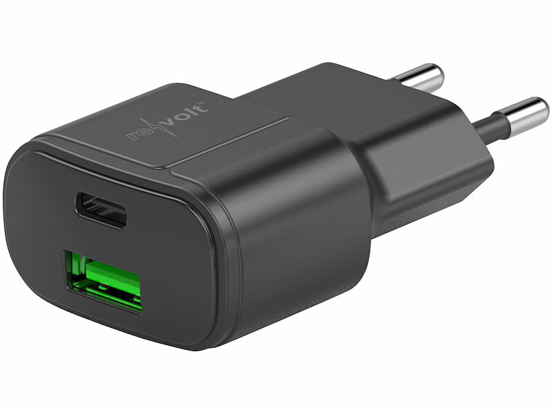 Chargeur USB-A et USB-C 30 W noir | Chargeurs / solaires |