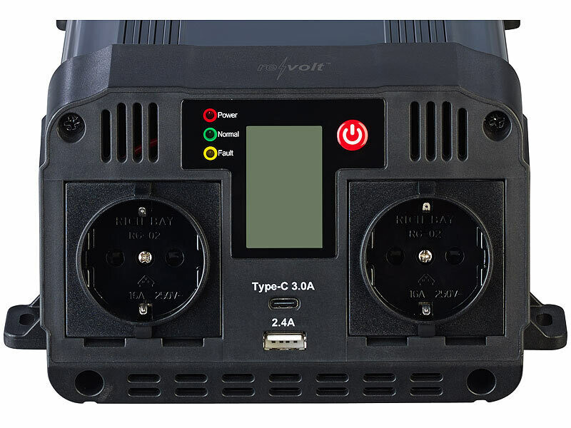 Convertisseur 12V/24V Vers 230V 2000W Yinleader - Écran LCD, 1 Prise DE, 2 USB