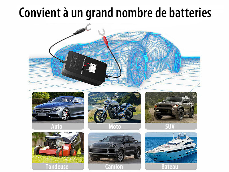 Contrôleur De Batterie Bluetooth 6/12V Pour Voiture, Moto - Appli IOS/Android - Surveillance Tension En Temps Réel