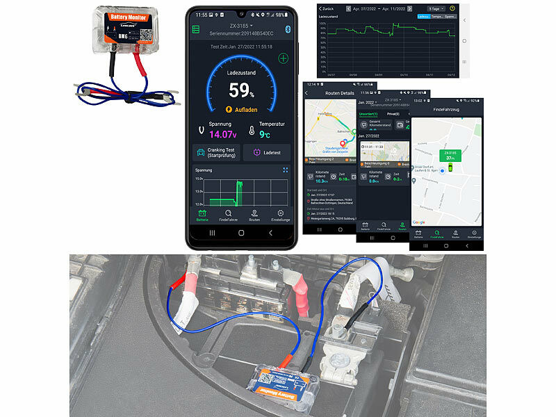 Acheter Moniteur de batterie Bluetooth intelligent sans fil, avec  application de contrôle de l'état de la batterie de voiture, testeur de  batterie