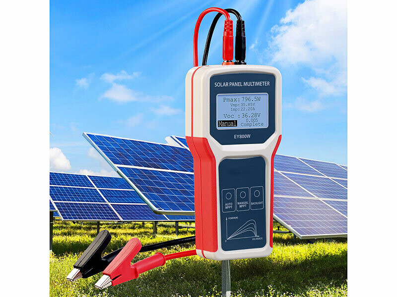 Multimètre numérique pour panneau solaire jusqu'à 800 W, Câbles pour  panneaux et batteries