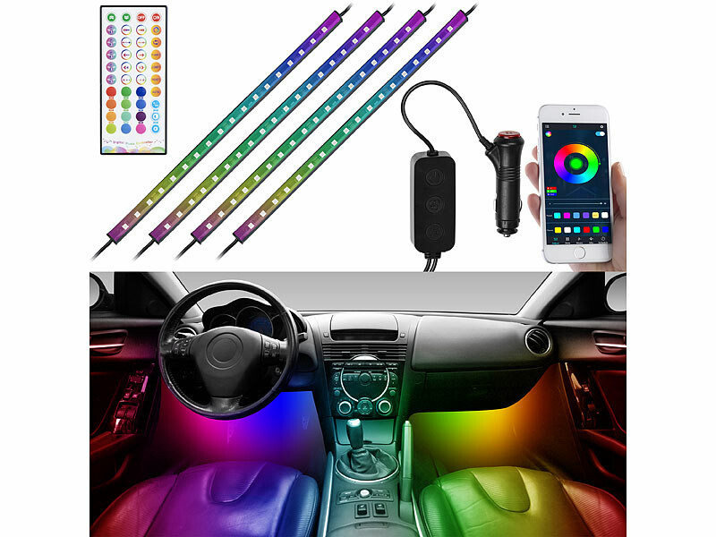 Application Bluetooth sans fil RVB Multicolor LED Decorative Strip  atmosphère Kits d'éclairage intérieur à fibre optique pour pieds de portes  de voiture - Chine Lampe de pied de voiture, éclairage intérieur de