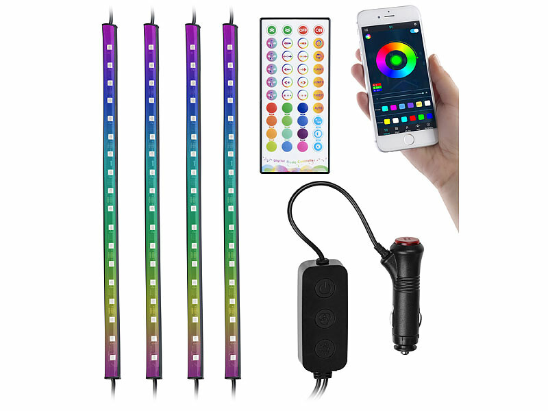 Acheter Bande lumineuse LED RGB pour voiture, 4 pièces, couleurs