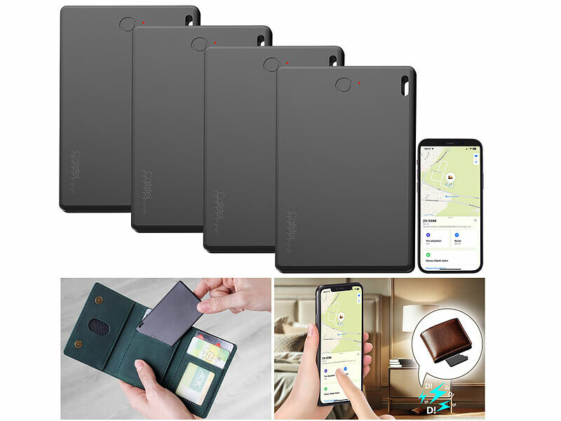 Lot De 4 Traceurs AirTag Compatibles IOS - Pour Clés, Sacs, Valises - Noir