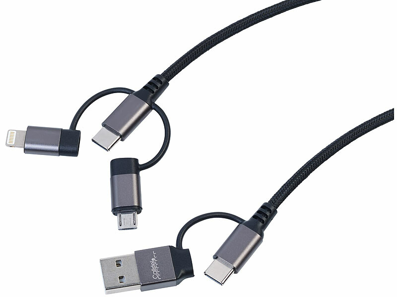 Câble USB-C vers USB-C, USB-A, Micro-USB et Lightning