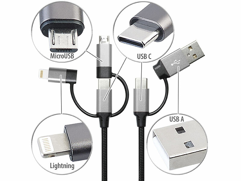 Câble USB-C vers USB-C/USB-A/Micro-USB/Lightning, USB-C