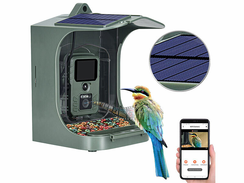 Mangeoire solaire intelligente pour oiseaux avec caméra, vision
