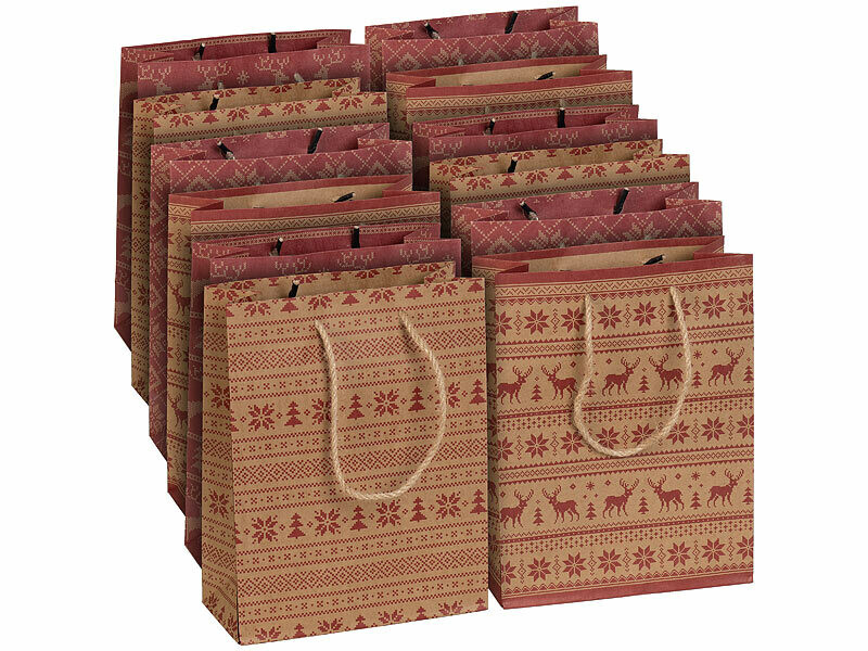 Sacs Cadeaux En Papier Kraft Pour Vin - Lot De 15, 35x9x11 Cm, Avec Poignées, Pour Noël, Mariage, Fêtes