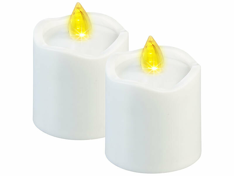 2 bougies LED effet flamme avec capteur d'obscurité - coloris blanc