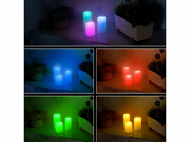 3 bougies LED RVB télécommandées, Bougeoirs et bougies à LED