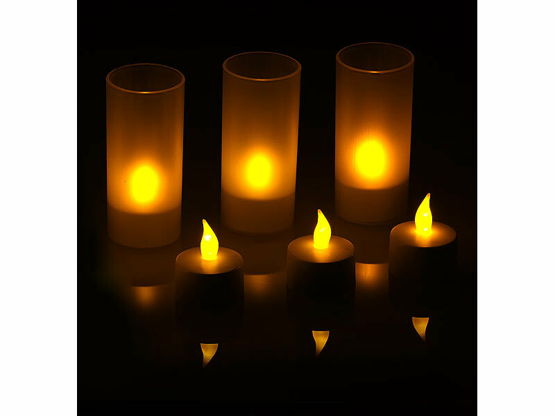6 bougies plates à LED flamme scintillante, Bougeoirs et bougies à LED